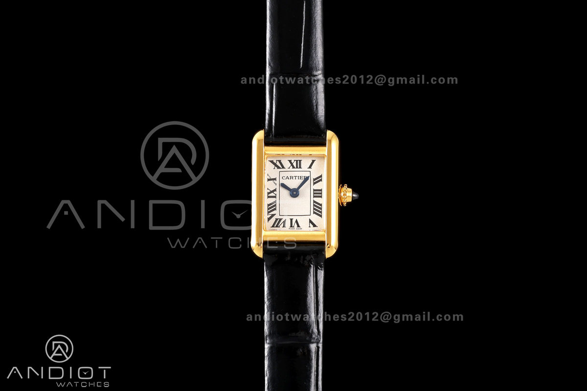 Tank Louis 16.5mm YG K11F 1:1 Best Edition White Dial on Black Leather Strap Quartz
